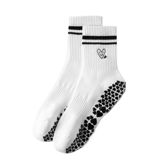 Cute Heart embroidered grip socks